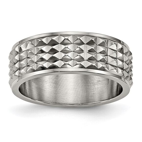 Kazi Luxury Chisel Titanium Polished 8mm Studded Band